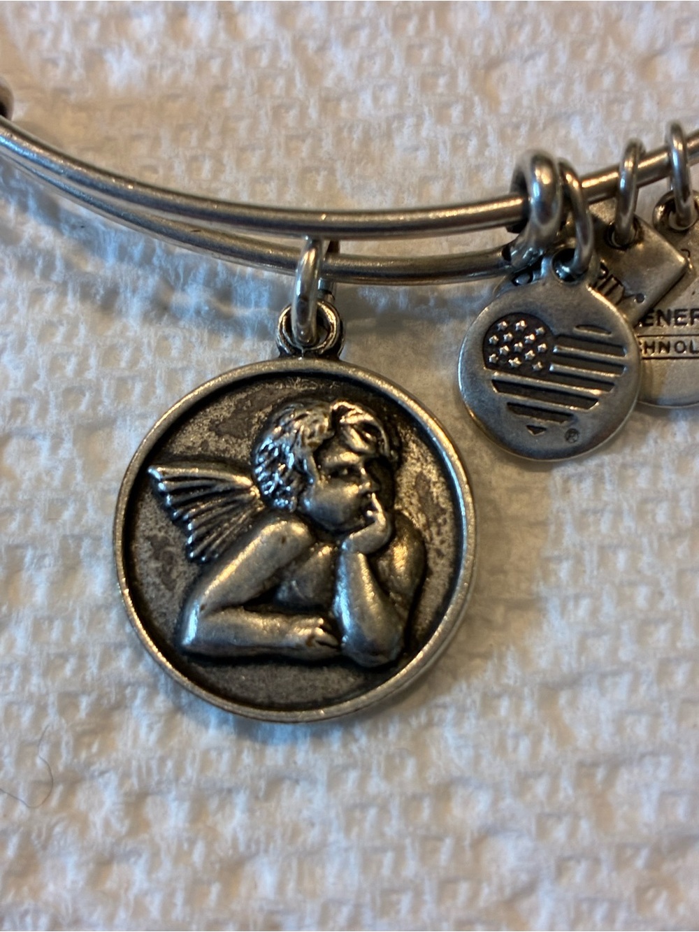 Alex and Ani Silver Angel Cherub Medallion Bangle